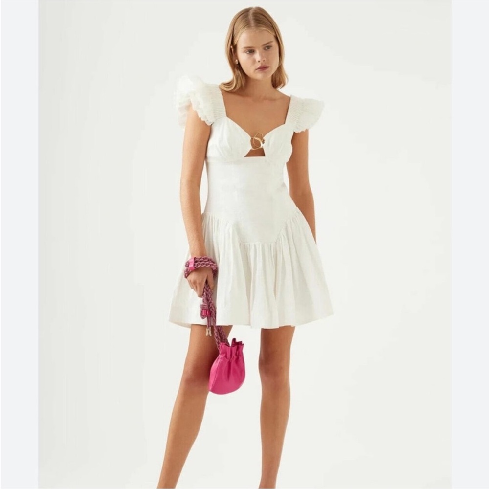 Aje White Mini Dress with Pink Details